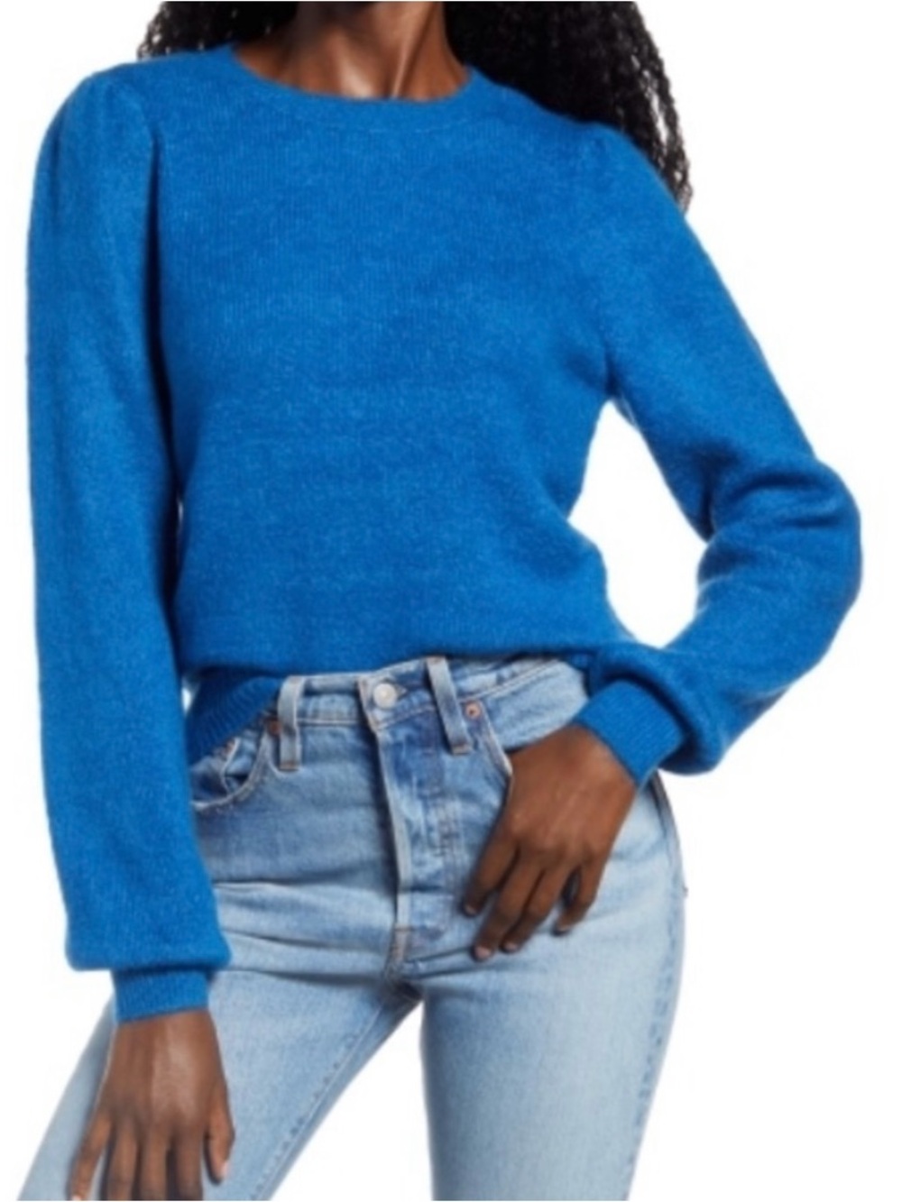 Bright blue Vero Moda puff sleeve sweater s small